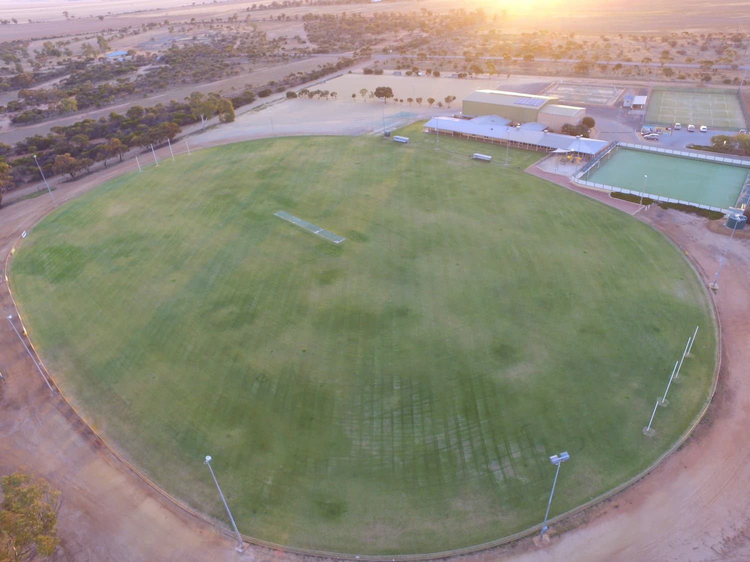 image taken from the sky of the mukinbudin football oval and recreation grounds